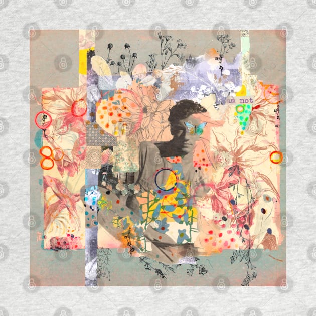 Floral Reverie: Vintage Man Collage by Victoria Herrera Collagist